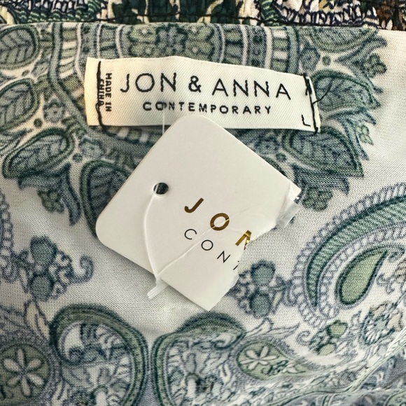 NEW Jon & Anna Top Sz L Blue Cold Shoulder Short Sleeve Casual Elastic Waist - Picture 9 of 10